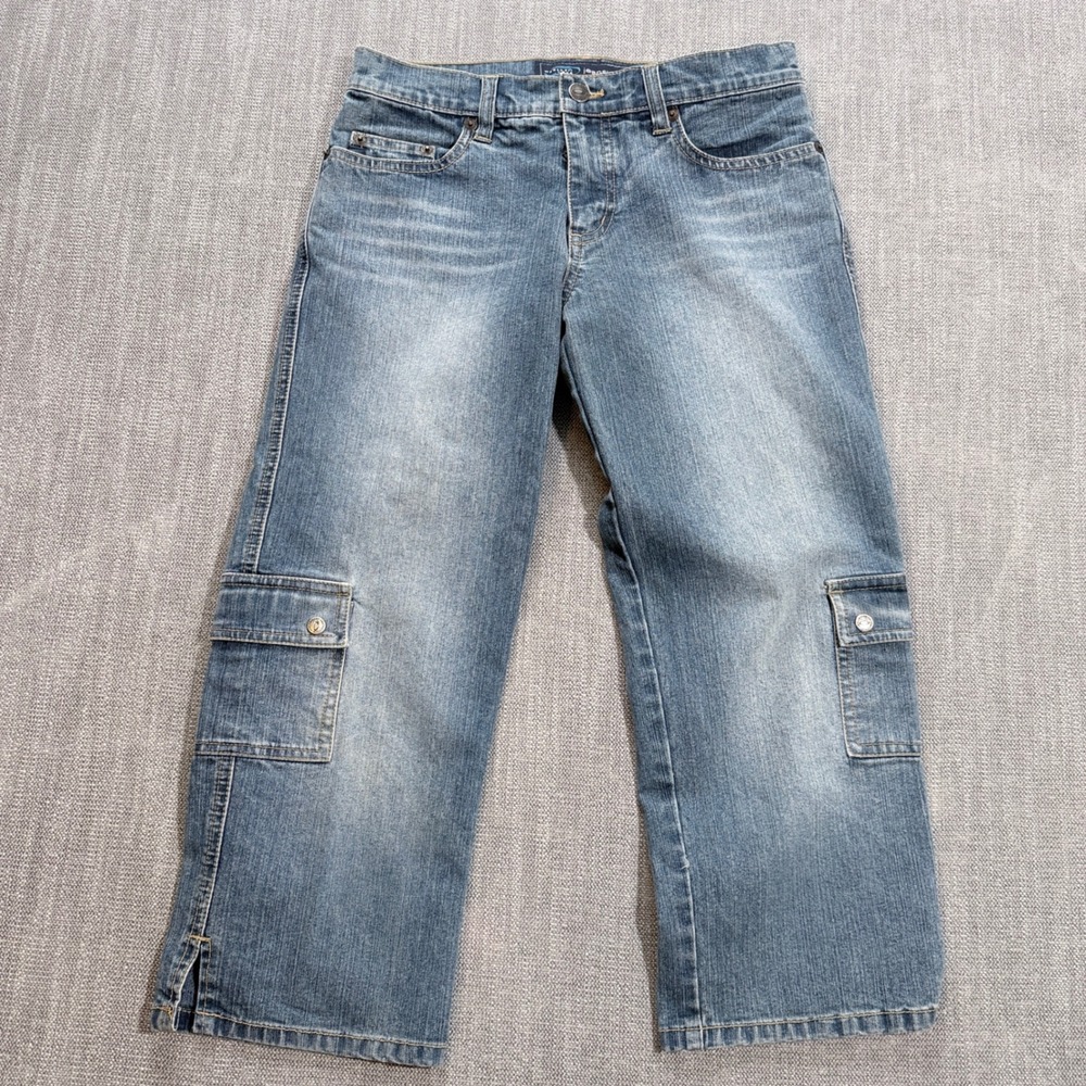 Weather Vane Jeanswear Womens Size 3 Cargo Capri Jeans Medium Wash Denim Cropped